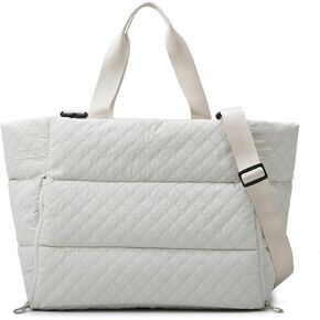 Large Tote Bag for Women, Lightweight Travel Tote Handbags, Puffer Tote Bag with Zipper, Yoga Bags Quilted Work Bag