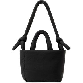 Herald Soft Puffer Tote Bag for Women, Lightweight Puffy Shoulder Purse Satchel Top-Handle Handbag with Adjustable Strap