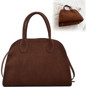 Suede Tote Bag For Women Brown Suede Handbag Fashion Retro Shoulder Satchel Bag For Work Travel Shopping