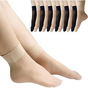 12 Pairs Nylon Socks for Women Sheer Ankle Socks w/Reinforced Bottom and Toe by Daisy&Dino