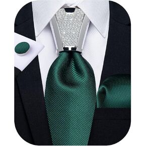 DiBanGu Silk Men's Tie Set Jacquard Woven Ties and Pocket Square Fashion Necktie and Handkerchief Cufflinks Tie Accessories
