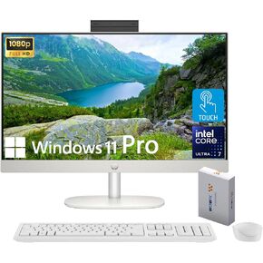 HP Newest 27" All-in-One Desktop Computer, FHD IPS Touchscreen, 12-core Intel Core Ultra 7-155U Processor, 64GB DDR5, 4TB SSD, Wi-Fi 6, HDMI, Wireless KB&Mouse, Windows 11 Home, WOWPC Bundle