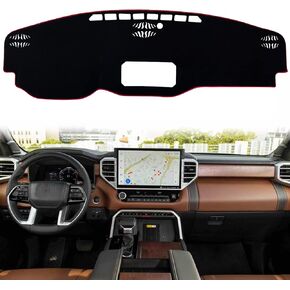 Dash Mat Cover Custom Interior Center Console Compatible with Toyota Tundra Truck 2022 2023 Dashboard mat Covers Accessories (Black Trim)