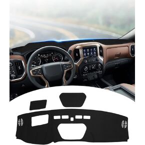 FIILINES Dash Cover for Chevy Silverado/GMC Sierra 1500 2019-2023 and Silverado/Sierra 2500 3500 2020-2023 (NOT Fit with Forward Collision Alert), Dashboard Cover Mesh Protector No Glare Black