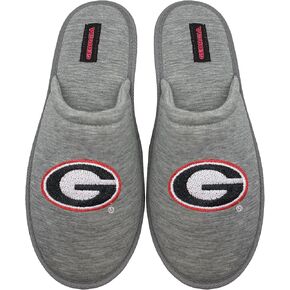 FOCO NCAA MEN'S BIG LOGO HEATHER GRAY SWEATSHIRT SCUFF SLIPPERS NON-SLIP SOLE