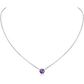ChicSilver 925 Sterling Silver 12 Months Sparkling Round Cut Created Birthstone Pendant Necklace, 16 Inch Rolo Chain (with Gift Box)