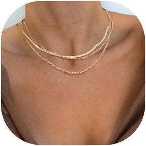 Layered Chunky Gold Necklaces Stack for Women Dainty Choker Necklace 14k Gold Cuban Paper Clip Chain Circle Cross Pendant Necklaces Trendy Jewelry Set Simple Jewelry Gift