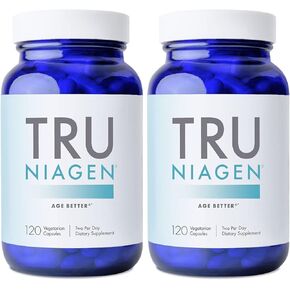 TRU NIAGEN Patented NAD+ Supplement for Anti Aging and Cell Regeneration, Niagen, 60 300 mg Servings | Supports Cellular Energy, Brain, Muscle | Nicotinamide Riboside (NR) Take 2 Daily | 2 Bottles
