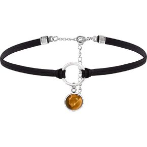 Sacina O Ring Crystal Choker, Faux Leather Choker, Black Choker, Boho Necklace, Hippie Necklace, Gothic Necklace, Christmas Jewelry Gift for Women
