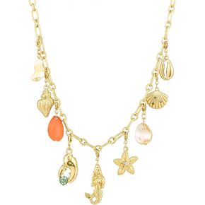 Rambling Rose 14K DIY Necklace,Beach by the Sea Gold Shell Pendant Necklaces Holiday Necklace Fruit Necklace For Women