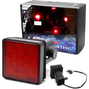 iJDMTOY Red Lens LED Tail/Brake Light Compatible With Truck SUV Trailer Class 3/4/5 2-Inch Towing Hitch Receiver, Powered By 15 Super Bright Red LED Bulbs