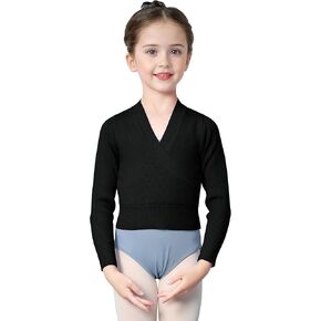 Dance Sweater for Girls Long Sleeve V-Neck Top Sweater for Ballet/Gymnastics/Sports