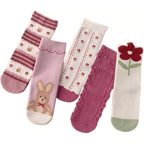 Girls Socks Cute Cartoon Mid Calf Crew Socks for Girl 2-12 Years