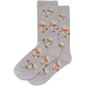 Hotsox Kid's Skating Reindeer Socks 1 Pair, Grey Heather, Small/Medium