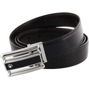 Montblanc 114423 Leather & Stainless Steel Plate Buckle Belt