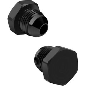 2PCS 4AN Male Flare Blanking Plug Fitting Adapter, Black Anodized Aluminum Hard Hex Head Nut Plug Adapter, Automotive Accessories Suitable for Vehicle Fuel Oil Line End Modification
