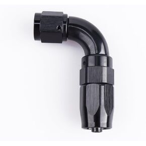 Aluminum One Piece Full Flow Swivel 180 Degree Hose End -8 AN Fitting Black