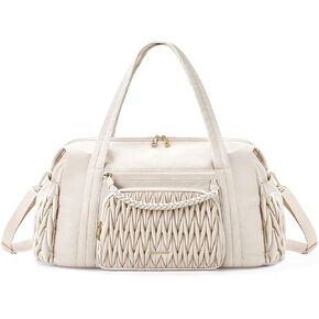 BAGSMART Travel Duffel Bag, Quilted Weekender Bags for Women, Overnight Gym Bag Carry on Duffle Bag for Travel, Camel