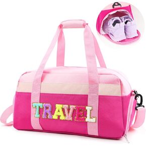 Large Travel Duffel Bag for Girls, Tote Bag with Waterproof Wet Pocket, Kids Carry On Weekender Overnight Gym Dance Bag with Shoes Compartment (TRAVEL, Pink) in Kuwait