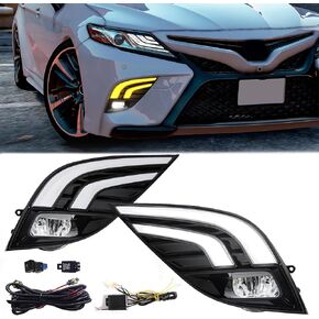 Daytime Running Light For Toyota Camry 2018 2019 2020 LED Fog Light Replacement Dual-Colors Light Assembly With LED Lamp Blub For Camry SE XSE TRD
