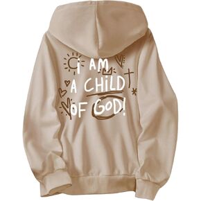 SHENHE Girl's Graphic Hoodie Slogan Print Long Sleeve Loose Hooded Sweatshirt Pullover