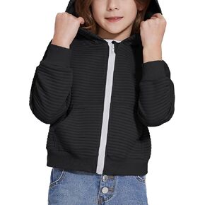 Girls Long Sleeve Cropped Hooded Zip Up Casual Fashion Sweatshirts Jacket with Pockets 4-12 Years