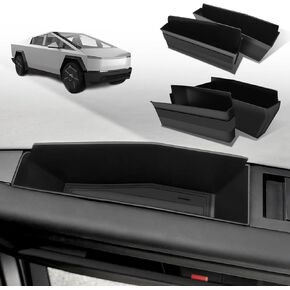 BestEvMod 4PCS Front&Rear Door Handle Storage Organizer Compatible with Tesla Cybertruck 2024+ Interior Inner Door Side Organizer Insert Tray Box with PVC Trim Lines Injection Molded (Upper)