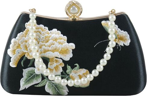 Clutch Purse for Women Evening Bags Handbags for Wedding Floral Embroidery Shoulder Bag Party Prom in Saudi Arabia
