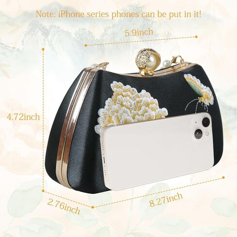 Clutch Purse for Women Evening Bags Handbags for Wedding Floral Embroidery Shoulder Bag Party Prom in Saudi Arabia