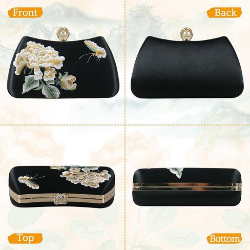 Clutch Purse for Women Evening Bags Handbags for Wedding Floral Embroidery Shoulder Bag Party Prom in Saudi Arabia