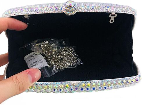 Boutique De FGG Crystal Clutch Purse with Spikes Women Party Clutch Bag Rhinestone Evening Handbags Wedding Prom Clutch,Mini in Kuwait