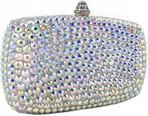Boutique De FGG Crystal Clutch Purse with Spikes Women Party Clutch Bag Rhinestone Evening Handbags Wedding Prom Clutch,Mini in Kuwait