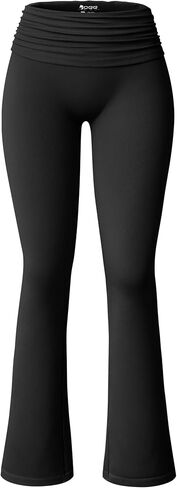 OQQ Women's Flared Pants Stretch High Waist Fold Over Ruched Casual Workout Yoga Leggings in Saudi Arabia