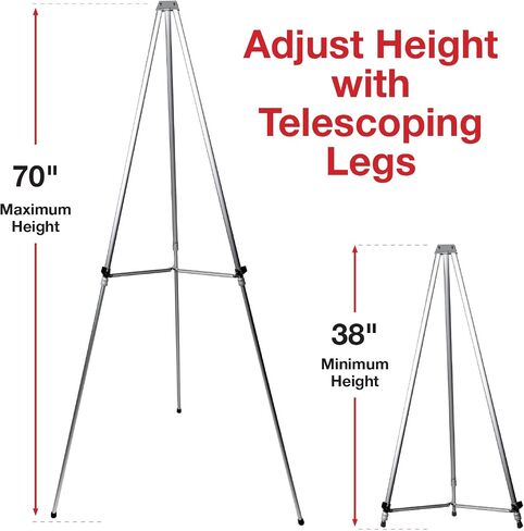 Excello Global Products Aluminum Flip-Chart Presentation Easel Stand: 2-Pack with Telescoping Legs, 70 Inches (Black) in Kuwait