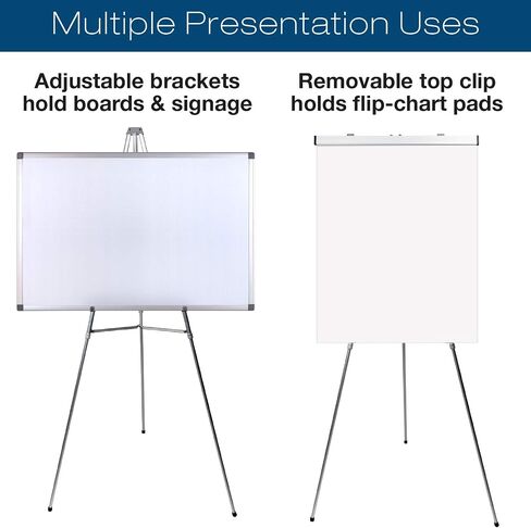 Excello Global Products Aluminum Flip-Chart Presentation Easel Stand: 2-Pack with Telescoping Legs, 70 Inches (Black) in Kuwait