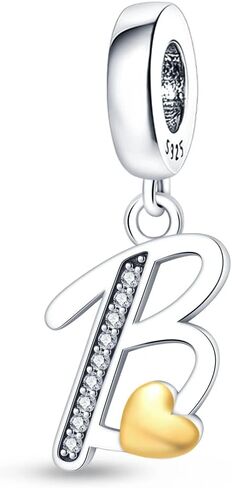 Pandach 925 Sterling Silver Alphabet Initial Letters Charms Complete A-Z Solid Silver Cubic Zircons Beads Dangle Pendants for European Bracelets Necklace Women Holiday Gifts in Kuwait