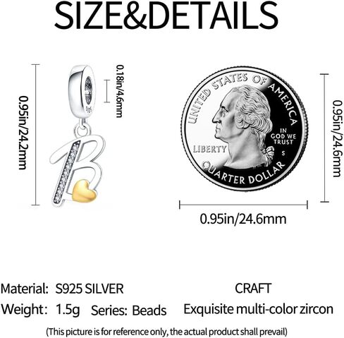Pandach 925 Sterling Silver Alphabet Initial Letters Charms Complete A-Z Solid Silver Cubic Zircons Beads Dangle Pendants for European Bracelets Necklace Women Holiday Gifts in Kuwait