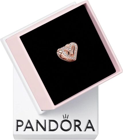 PANDORA Sparkling Freehand Heart Charm - Compatible Moments Jewelry - Stunning Jewelry for Women - 14k Rose Gold with Cubic Zirconia - With Gift Box in Saudi Arabia