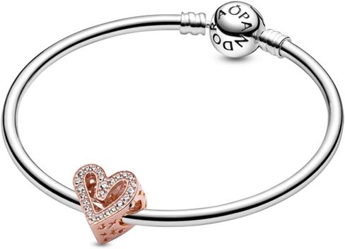PANDORA Sparkling Freehand Heart Charm - Compatible Moments Jewelry - Stunning Jewelry for Women - 14k Rose Gold with Cubic Zirconia - With Gift Box in Saudi Arabia