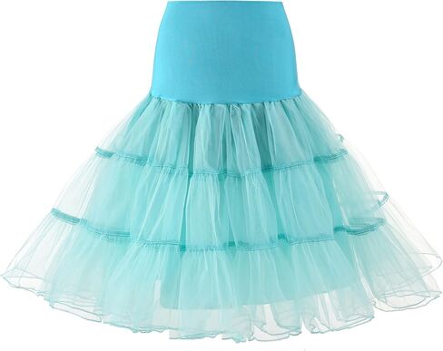 Women's 50s Vintage Rockabilly Petticoat 25.5‘’ Length Net Tulle Underskirt Crinoline Petticoat Half Slip in Kuwait