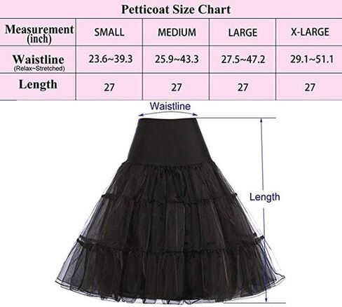 Women's 50s Vintage Rockabilly Petticoat 25.5‘’ Length Net Tulle Underskirt Crinoline Petticoat Half Slip in Kuwait