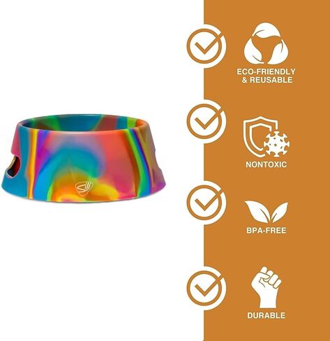 Silipint: Aqua-Fur Silicone Dog Bowl: Arctic Sky - 18oz Colapsible/Foldable, Lightweight, Feed & Water Dish, Pet Travel in Saudi Arabia