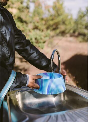 Silipint: Aqua-Fur Silicone Dog Bowl: Arctic Sky - 18oz Colapsible/Foldable, Lightweight, Feed & Water Dish, Pet Travel in Saudi Arabia