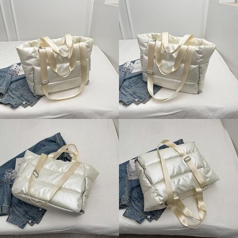 Large Tote Bag for Women, Lightweight Travel Tote Handbags, Puffer Tote Bag with Zipper, Yoga Bags Quilted Work Bag in Saudi Arabia