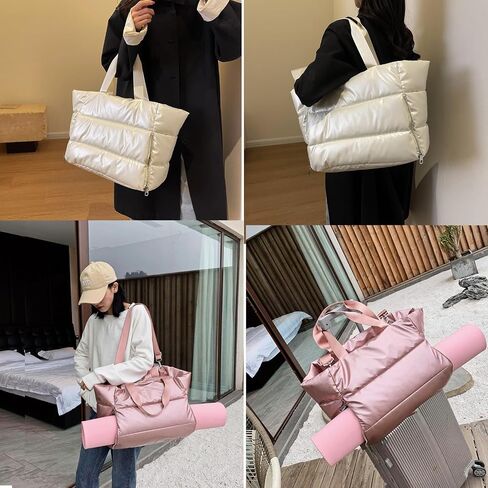 Large Tote Bag for Women, Lightweight Travel Tote Handbags, Puffer Tote Bag with Zipper, Yoga Bags Quilted Work Bag in Saudi Arabia