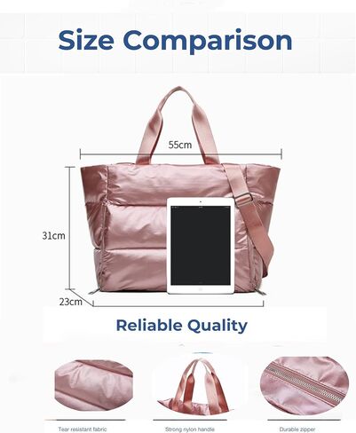 Large Tote Bag for Women, Lightweight Travel Tote Handbags, Puffer Tote Bag with Zipper, Yoga Bags Quilted Work Bag in Saudi Arabia