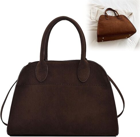 Suede Tote Bag For Women Brown Suede Handbag Fashion Retro Shoulder Satchel Bag For Work Travel Shopping in Kuwait