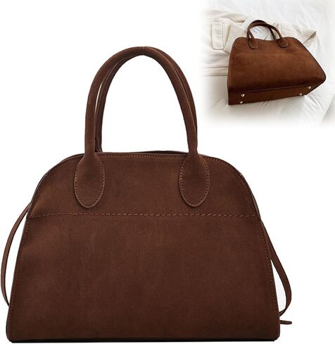 Suede Tote Bag For Women Brown Suede Handbag Fashion Retro Shoulder Satchel Bag For Work Travel Shopping in Kuwait