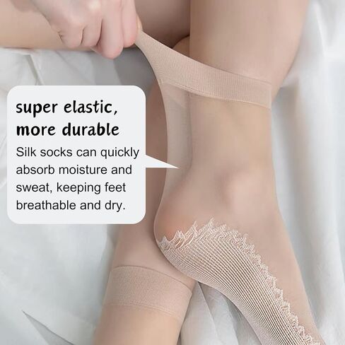12 Pairs Nylon Socks for Women Sheer Ankle Socks w/Reinforced Bottom and Toe by Daisy&Dino in Saudi Arabia