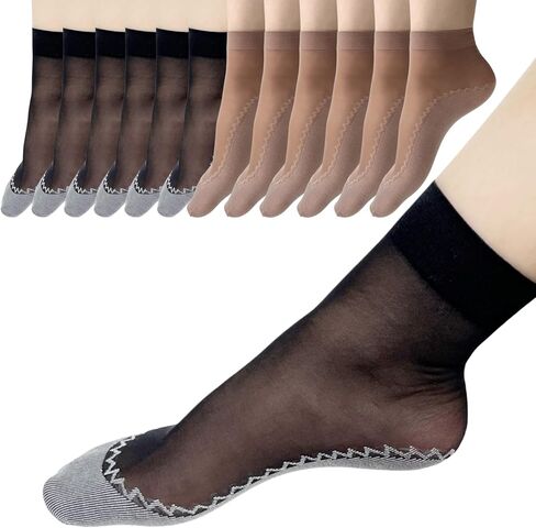 12 Pairs Nylon Socks for Women Sheer Ankle Socks w/Reinforced Bottom and Toe by Daisy&Dino in Saudi Arabia
